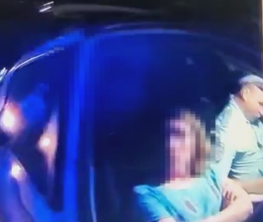 Пьяная автоледи устроила дебош и ударила полицейского (Видео)