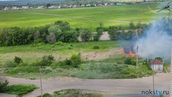 В Новотроицке рядом с жилыми домами загорелась сухая трава