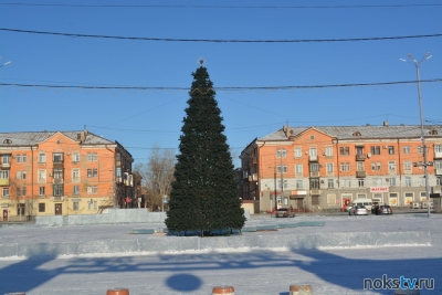 В Новотроицке на площади Металлургов поставили елку и строят ледовый городок