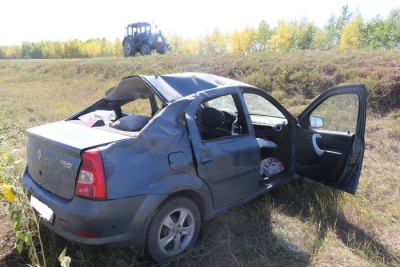 Машина с тремя людьми перевернулась в Матвеевском районе