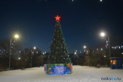 Площадь за Молодежным центром украшает красивая новогодняя елка