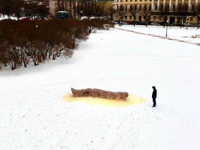 Московский художник создал в центре Петербурга скульптуру в виде гигантской фекалии